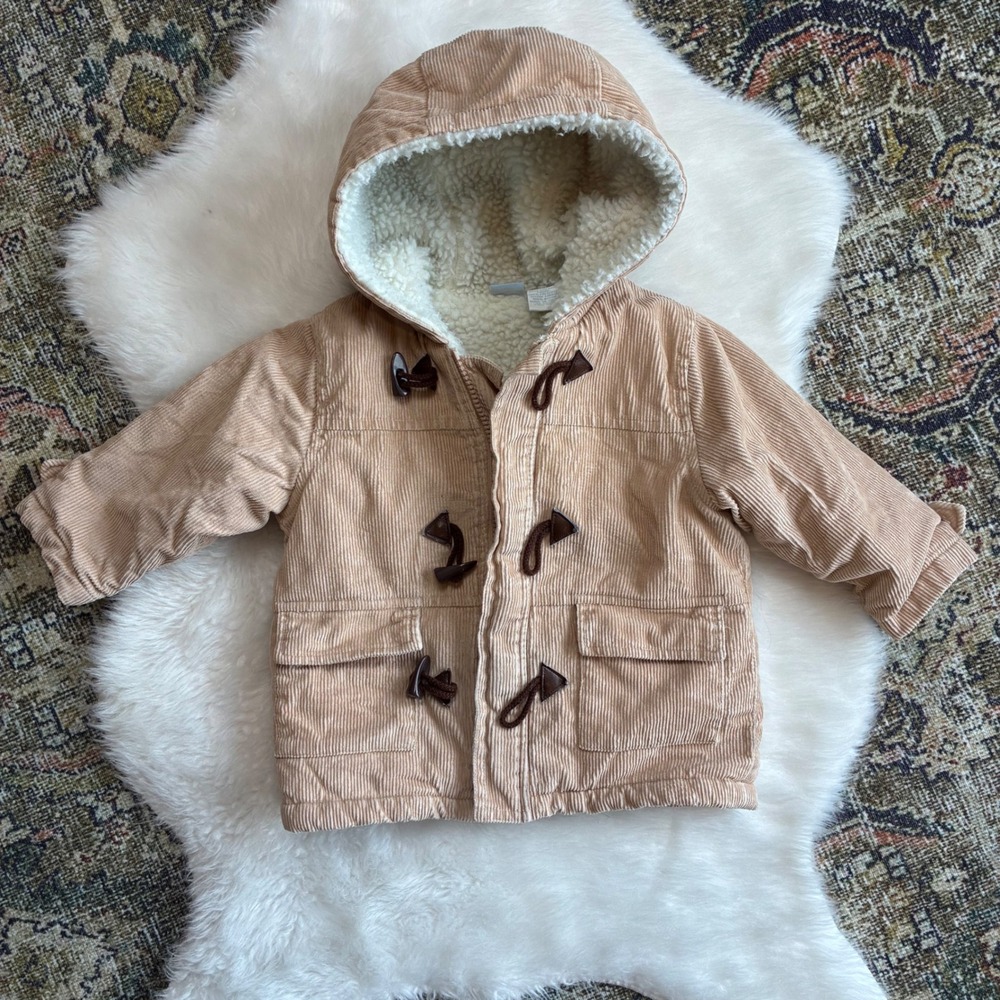 Cuddle Bear Tan Corduroy Sherpa Lined Toggle Jacket 18M Toddler Coat